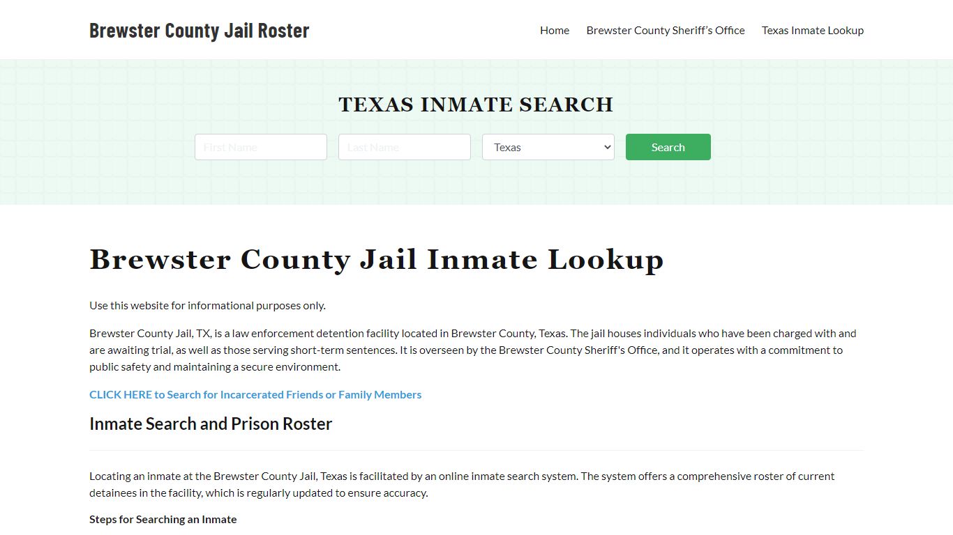 Brewster County Jail Roster Lookup, TX, Inmate Search