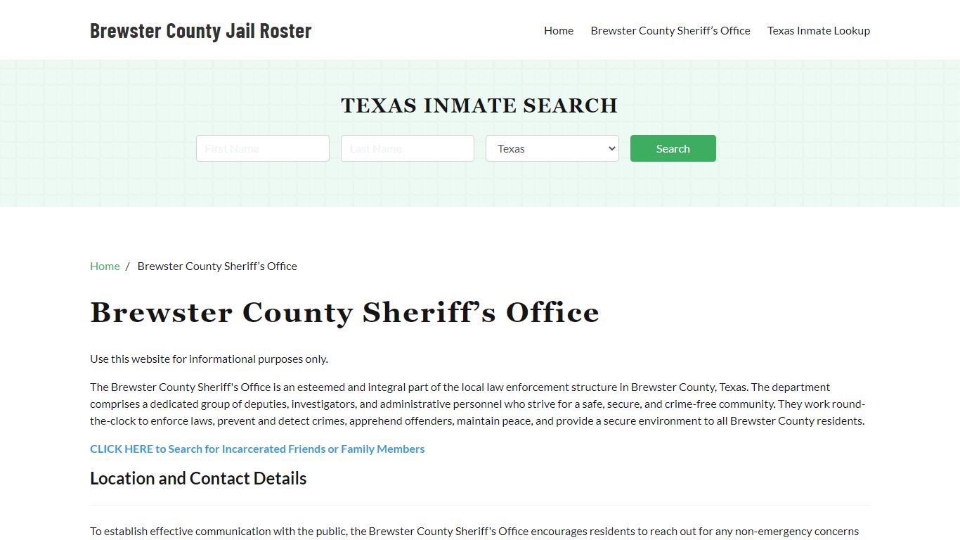 Brewster County Sheriff Office, TX, Arrest Warrants Search